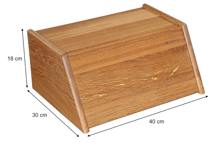 Zassenhaus Brotkasten Montana aus Eichenholz in der Farbe Braun, Masse: 40cm x 30cm x 18cm, 065053