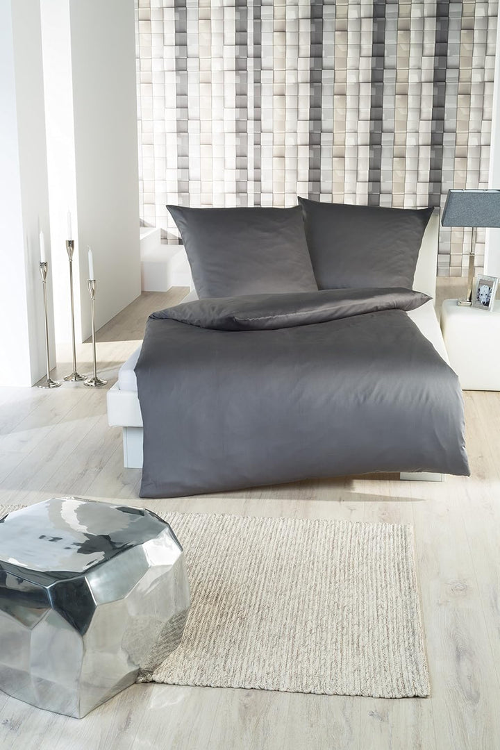 Brandsseller Baumwoll-Satin Bettwäsche Bettbezug Garnitur Set Martina - für Kopfkissen und Bettdecke