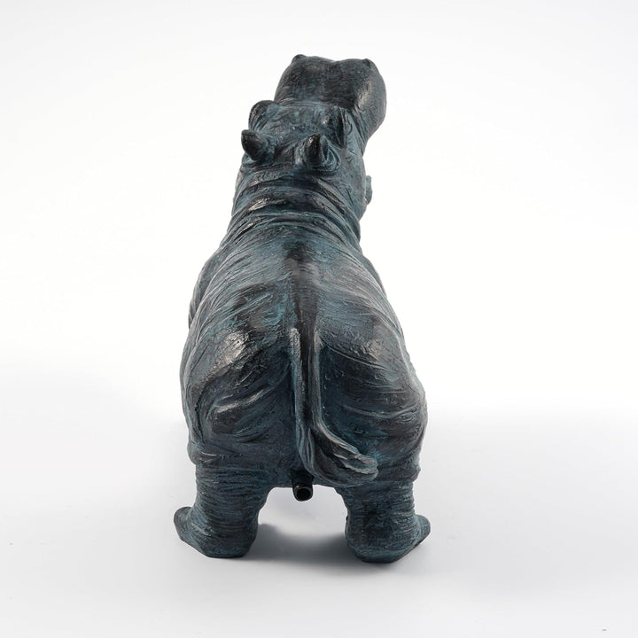 Wasserspeier Figur Flusspferd Hippo aus Kunststein - (L x B x H): ca. 300 x 125 x 200 mm - Schlaucha