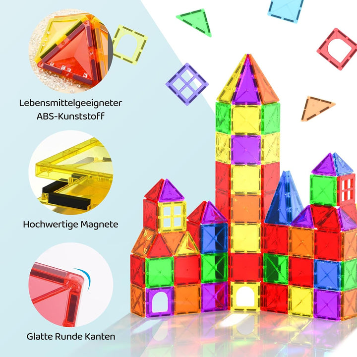 Crenova Magnetische Bausteine STEM Magnet Spielzeug Kinder 3D Farbenfrohe Starterset Magnetbausteine