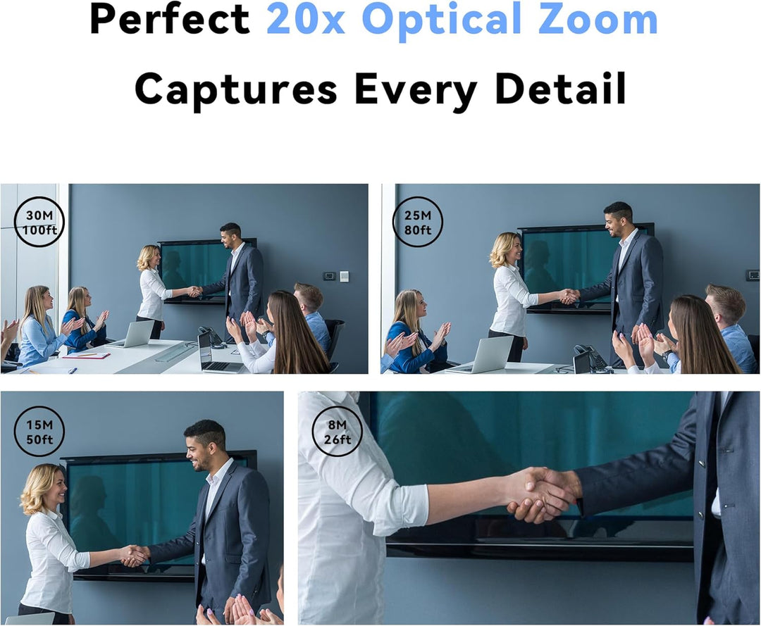 Tenveo PTZ-Kamera 20X optischer Zoom Weitwinkel USB3.0/HDMI Funktioniert mit Zoom Skype Teams FHD 10