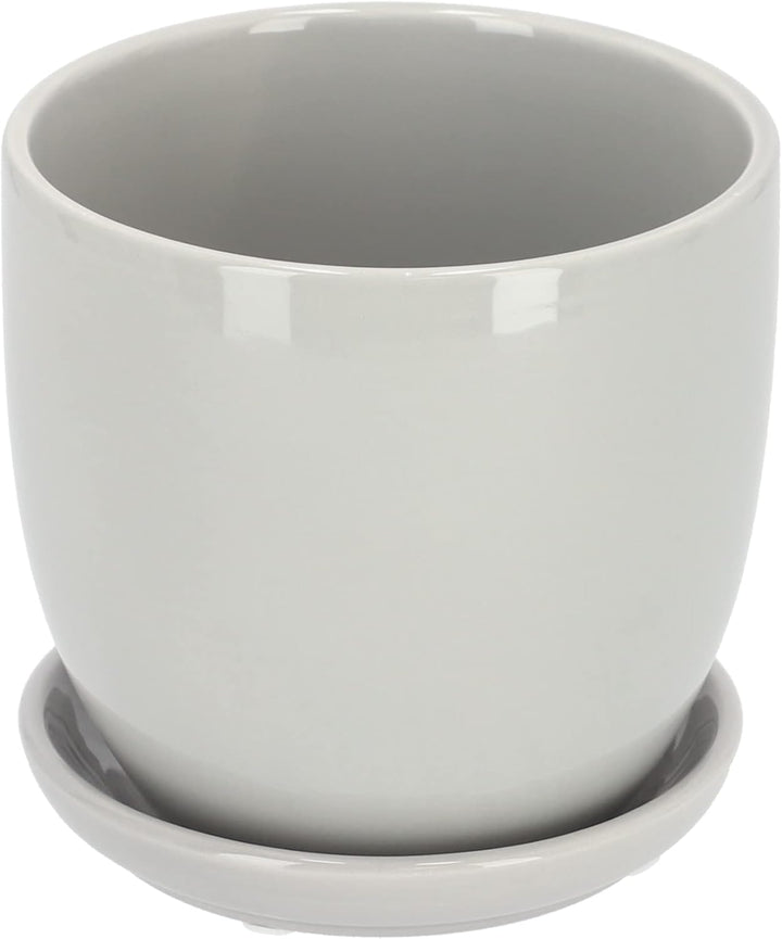 KOTARBAU® Keramik Blumentopf Übertopf für Blumen Pflanzen ⌀ 20 cm mit Tropfschale Grau ⌀ 20 mm Grau,