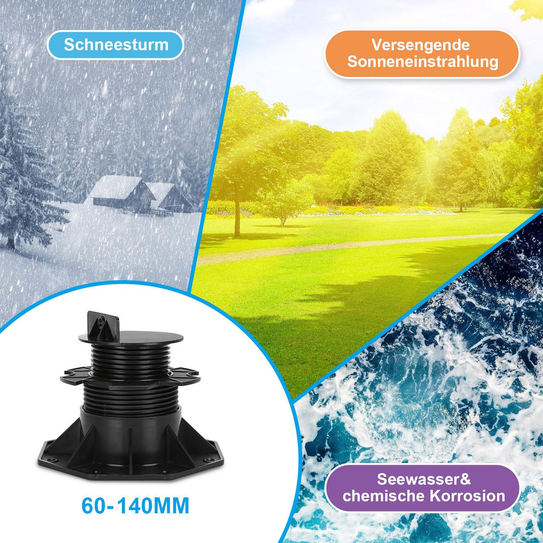 Ansobea Stelzlager Höhenverstellbar 20 Stück, Terrassenlager 60-140mm Stelzenlager Terrasse Verstell