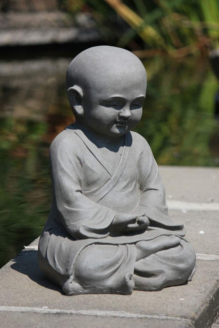 Figur Shaolin Mönch Meditationsgeste - für Haus und Garten - Höhe 42 cm - grau