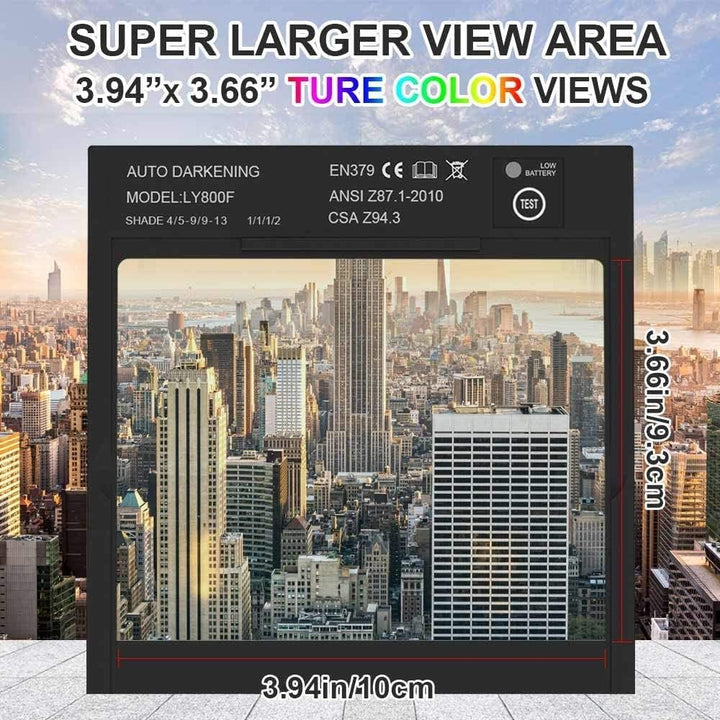 HITBOX Real Color Automatik Schweisshelm, grossem Sichtfeld, automatische Verdunkelung, 4 Sensoren f