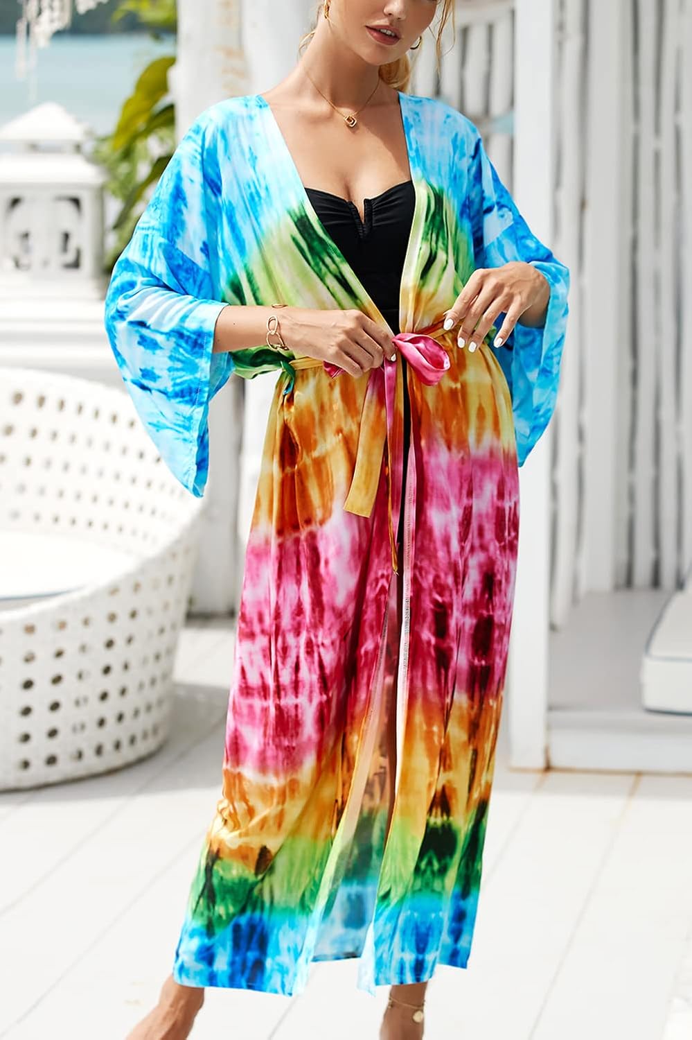 YouKD Frauen Sommer Langer Kaftan Maxi Böhmisches Kleid Strand Vertuschungsrobe Geräumiger Kimono Ei