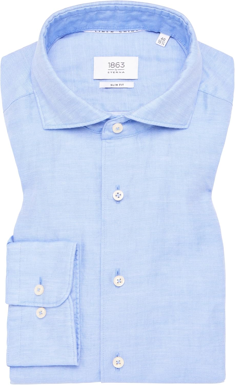 ETERNA Herren Linen Shirt SLIM FIT 42 Kragen / 67 Ärmel Azurblau, 42 Kragen / 67 Ärmel Azurblau
