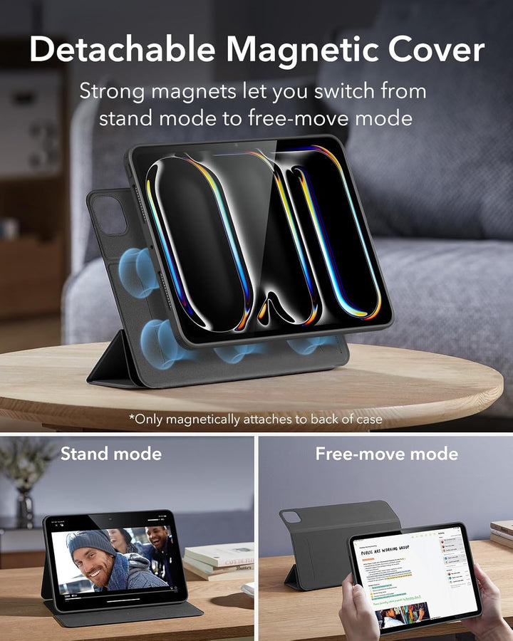 ESR für iPad Pro 11 Zoll Hülle (2024, 5. Generation) mit Stifthalter, Abnehmbarer Magnetabdeckung, v