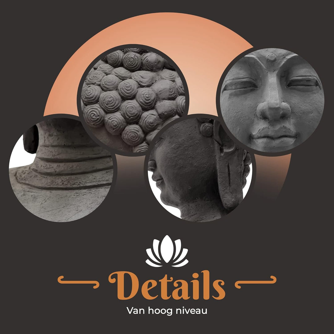 XL Buddha Kopf Gartenbilder für Outdoor - Meditation - Gross Dunkel Grau Gartenbild - 60cm