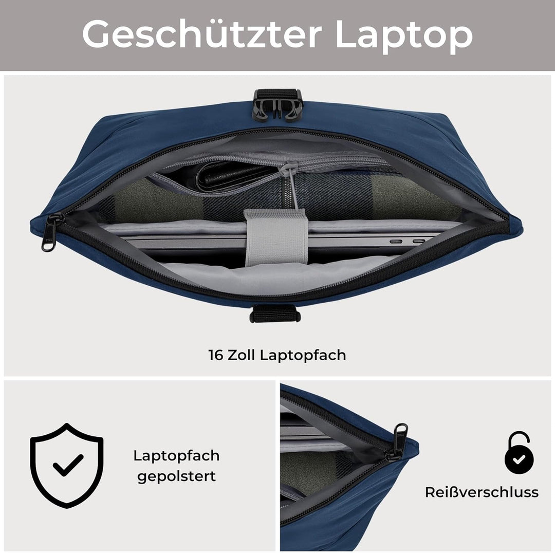 LARKSON Fahrradtaschen für Gepäckträger Damen & Herren Dunkelblau - Tammo Bike - 2 in 1 Fahrrad Tasc