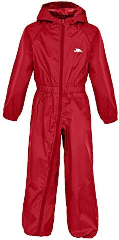Trespass Unisex Kinder Knopf Wasserdichter Regenanzug mit Kapuze 18-24 Monate Rot, 18-24 Monate Rot