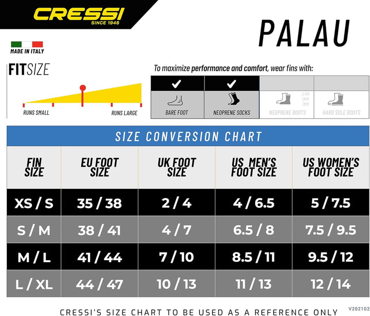 Cressi Palau Saf Fins Einstellbare Kurze Flossen zum Schwimmen und Schnorcheln Blau/Azurblau Lange F