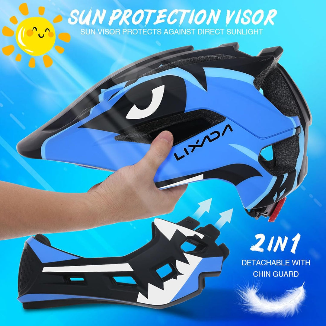 Lixada Kinderhelm, Kinder Fahrradhelm, Integrierter Helm mit Abnehmbarem Kinnschutz Kindersport Schu