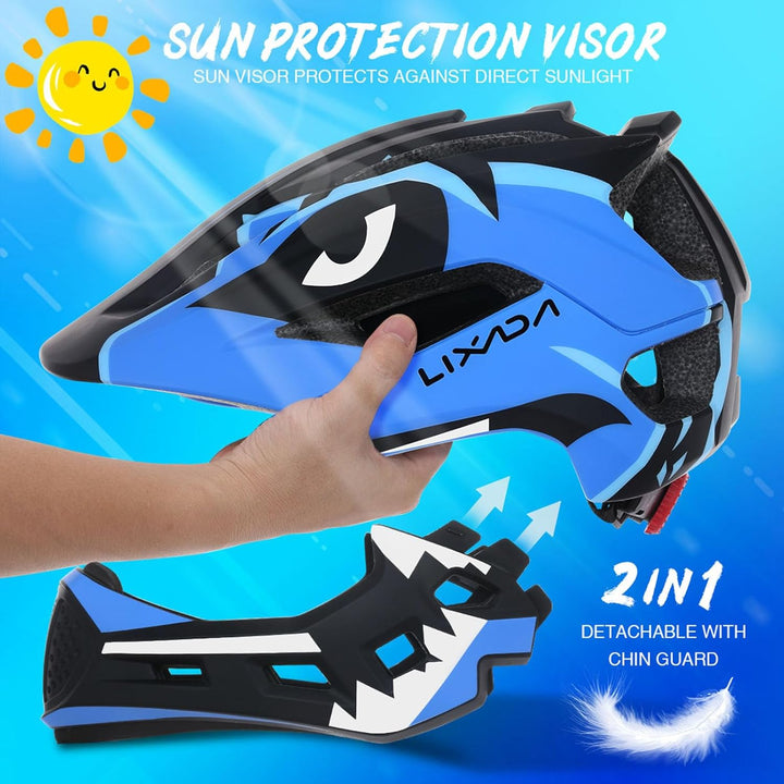 Lixada Kinderhelm, Kinder Fahrradhelm, Integrierter Helm mit Abnehmbarem Kinnschutz Kindersport Schu