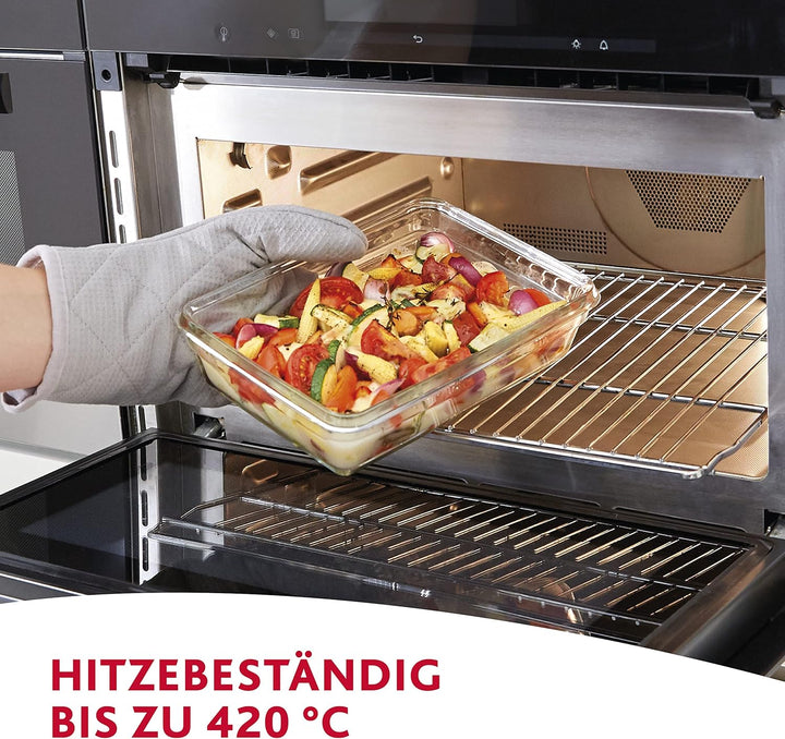 Emsa 516244 Clip & Close Glas Frischhaltedose | 0,7 L | Rechteckig | 100% Dicht | Geeigent für Backo