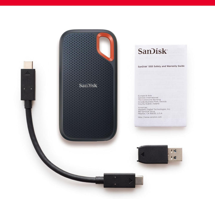 SanDisk Extreme Portable SSD 500 GB (tragbare NVMe SSD, USB-C, bis zu 1.050 MB/s Lesegeschwindigkeit