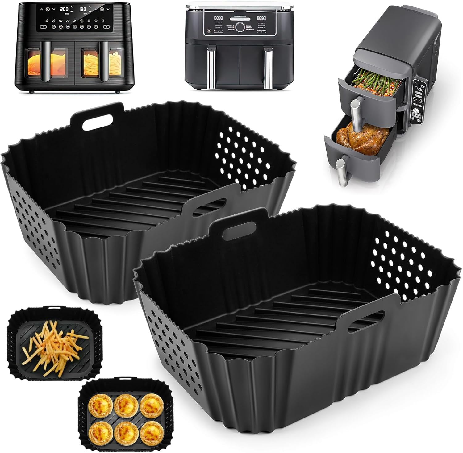 VIRIECH Ninja Heißluftfritteuse Zubehör Set - 8-teilig Mit Silikonformen Für AF400EU/AF500EU