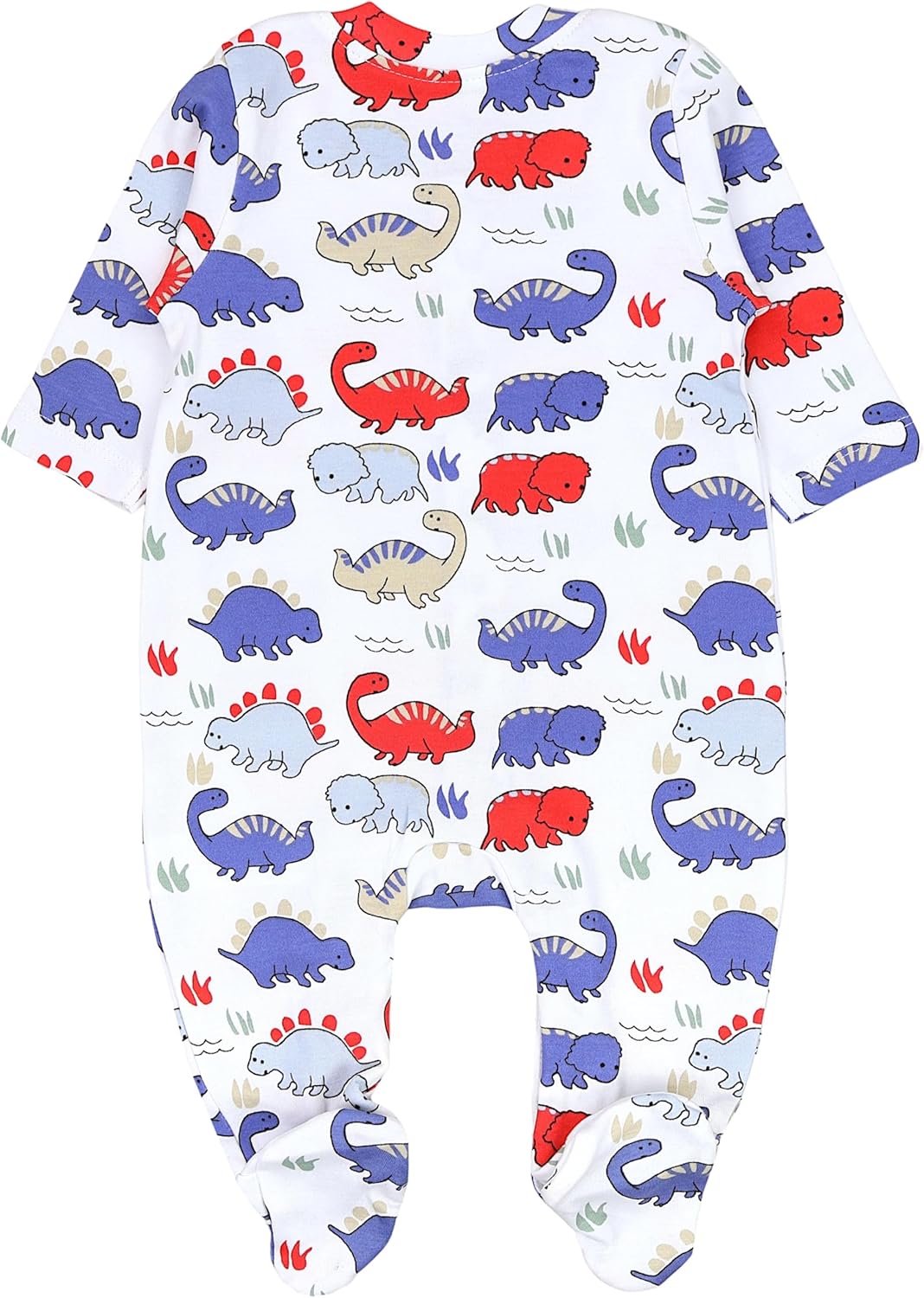 TupTam Baby Jungen Schlafstrampler mit Fuss 3-er Pack 50 Blau Grau Streifen Dino, 50 Blau Grau Strei