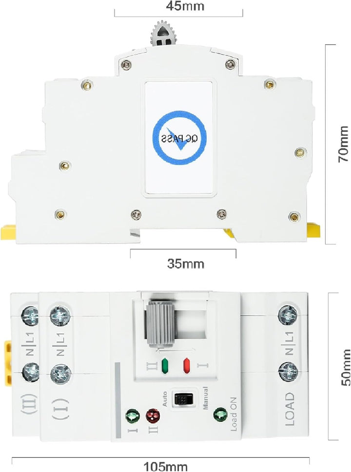DEWIN Transferschalter, automatischer Transferschalter G2R 63A DIN-Schiene ATS Dual Power Automatisc