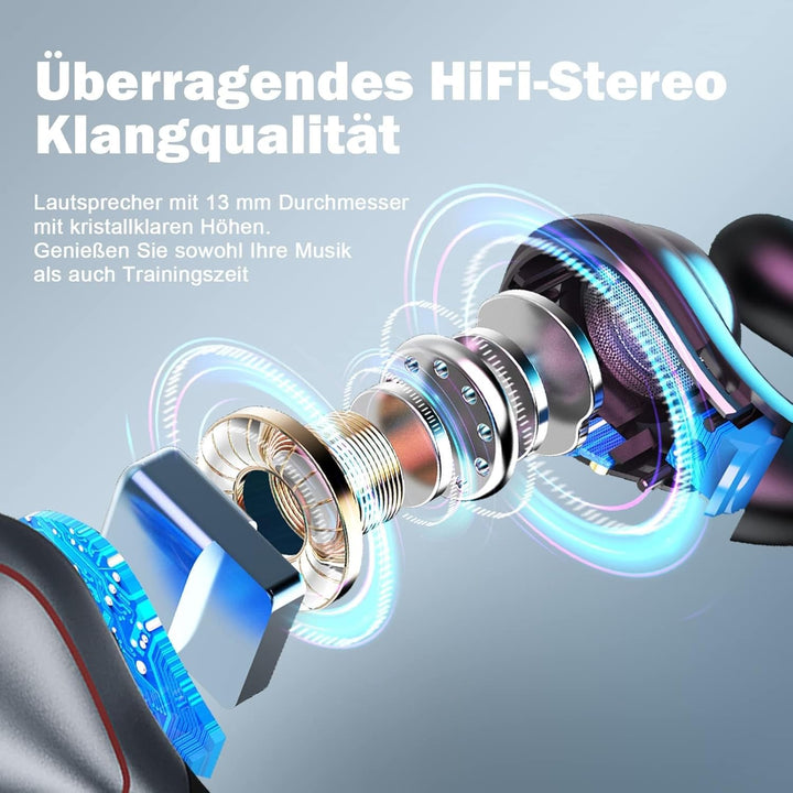 Open Ear Kopfhörer kabellos Luftleitung Knochenschall Kopfhörer Bluetooth Sportkopfhörer mit Mic Bon