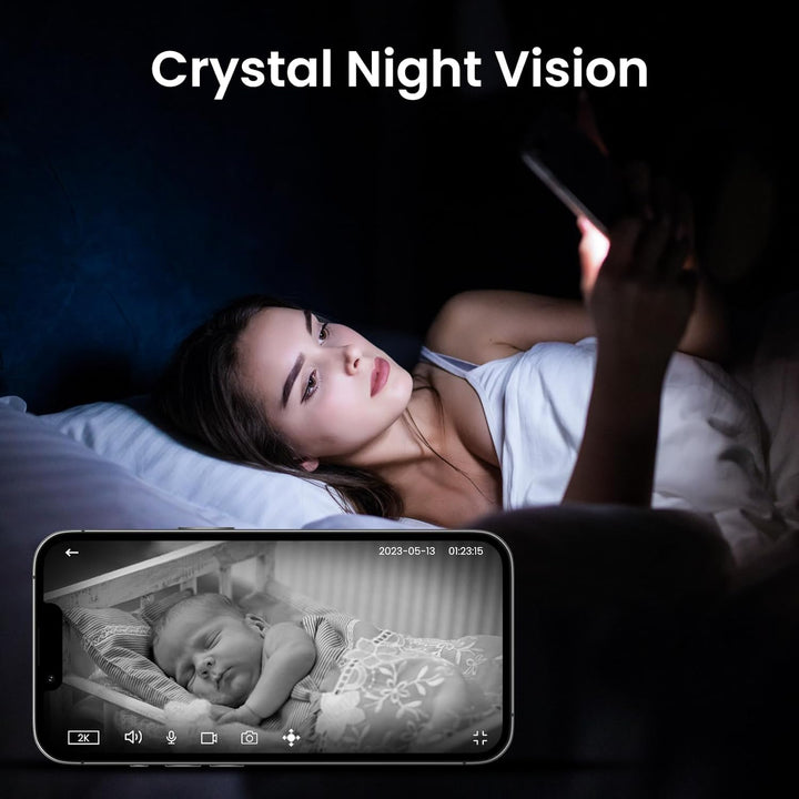 Cinnado Babyphone mit Kamera Überwachung Innen - 2K 360 Grad WLAN Kamera für Baby/Haustier, WiFi IP