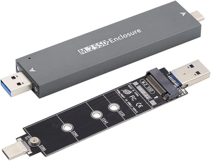 Cablecc Combo Typ-C & USB 3.0 zu NVME M-Key M.2 NGFF SATA SSD PCBA Gehäuse 2280/2242/2230mm Adapter