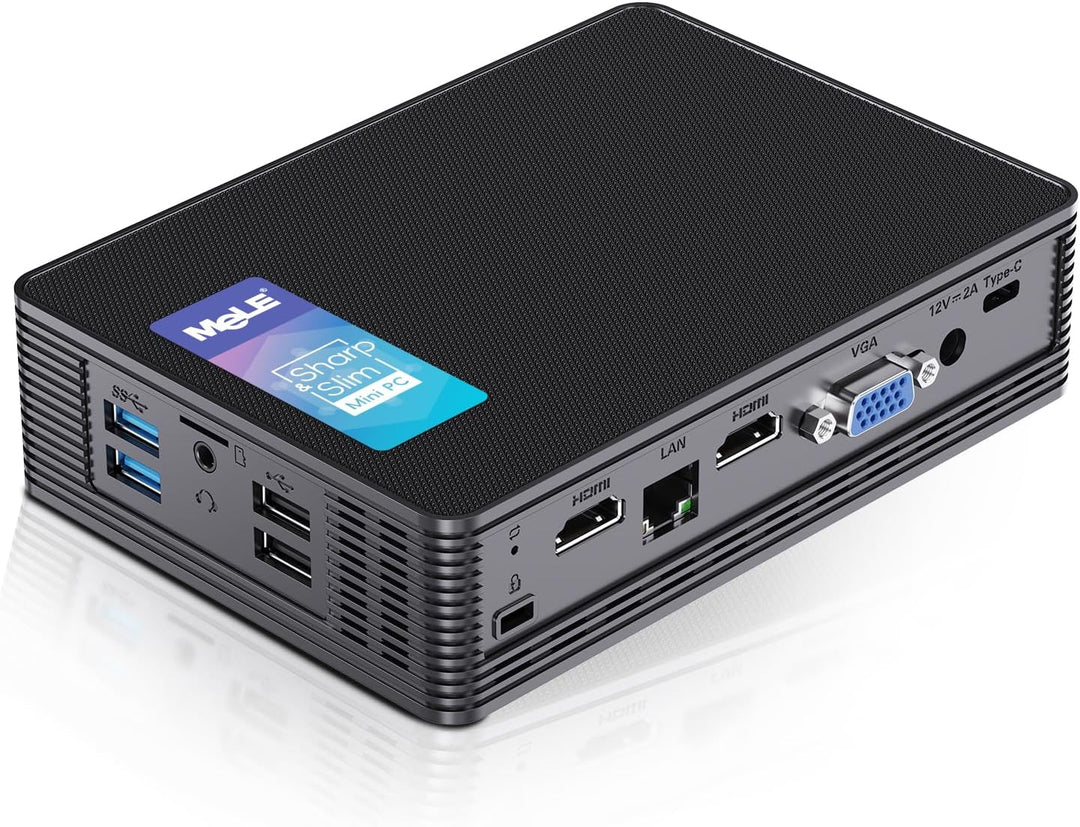 MeLE Mini PC, QuieterHD3 Celeron N5105 16GB 512GB Windows 11 Pro Mikrocomputer, Lüfterloser Kleiner