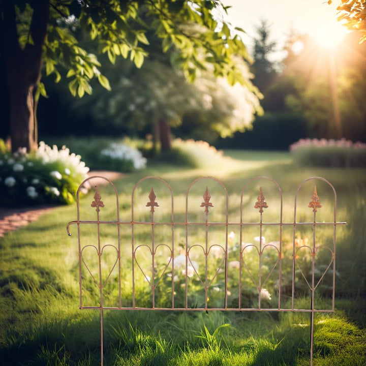 ecosoul Zaun Zaunelement Abgrenzung massiv mit fünf Herzen Beetabgrenzung Rankhilfe 82 cm breit x 57