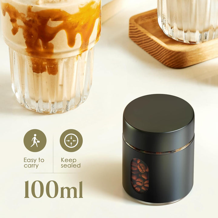 Enfmay Kaffeedose Luftdicht, Glas Vorratsdose, Kaffeedose für Tee Nüsse Kakao mit Transparentem Fens