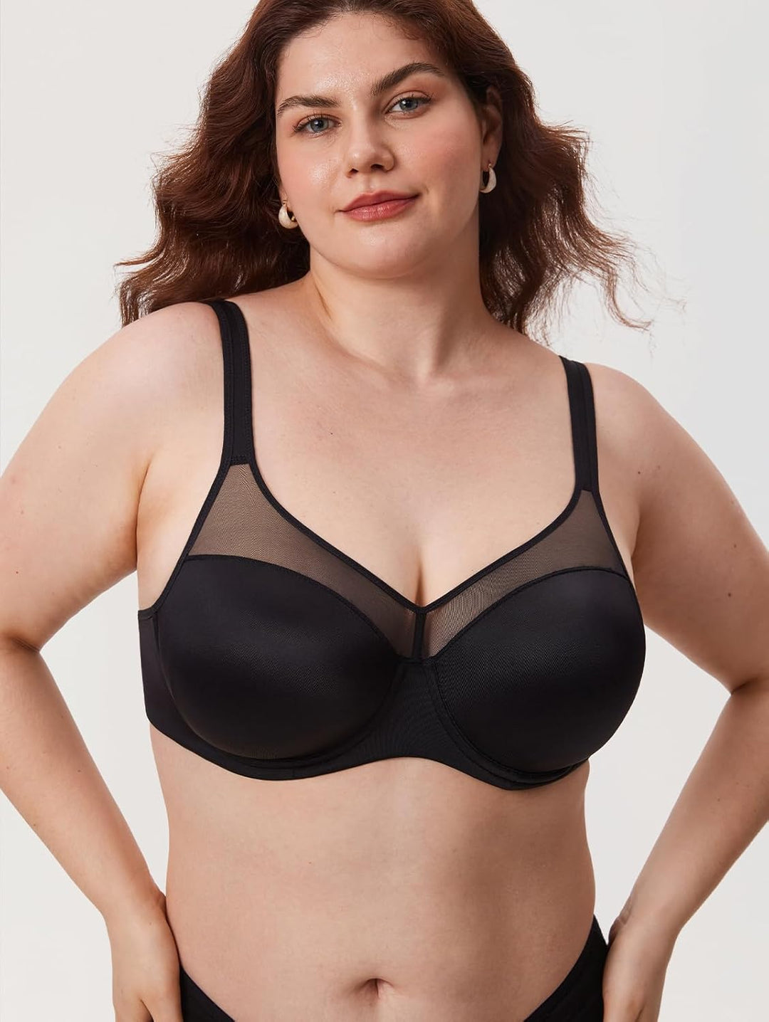 DELIMIRA Damen T Shirt BH mit Bügel Vollschalen Nahtlose BH Grosse Grössen Gepolstert 75B Schwarz, 7