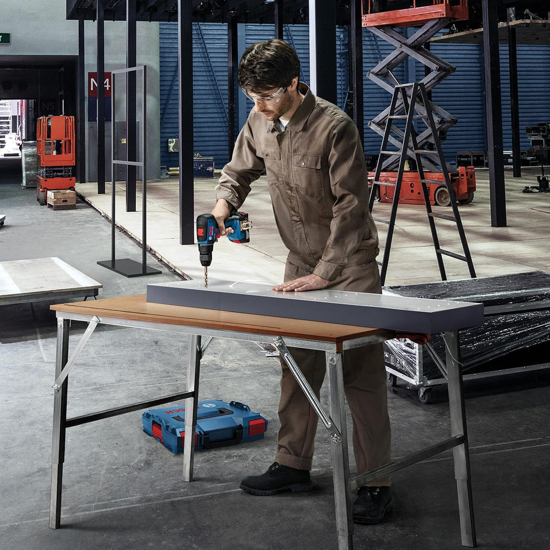 Bosch Professional Akku Schlagbohrmaschine GSB 18V-55 (2x 4,0 Ah Akku, 18 Volt System, Bohr-Ø in Mau