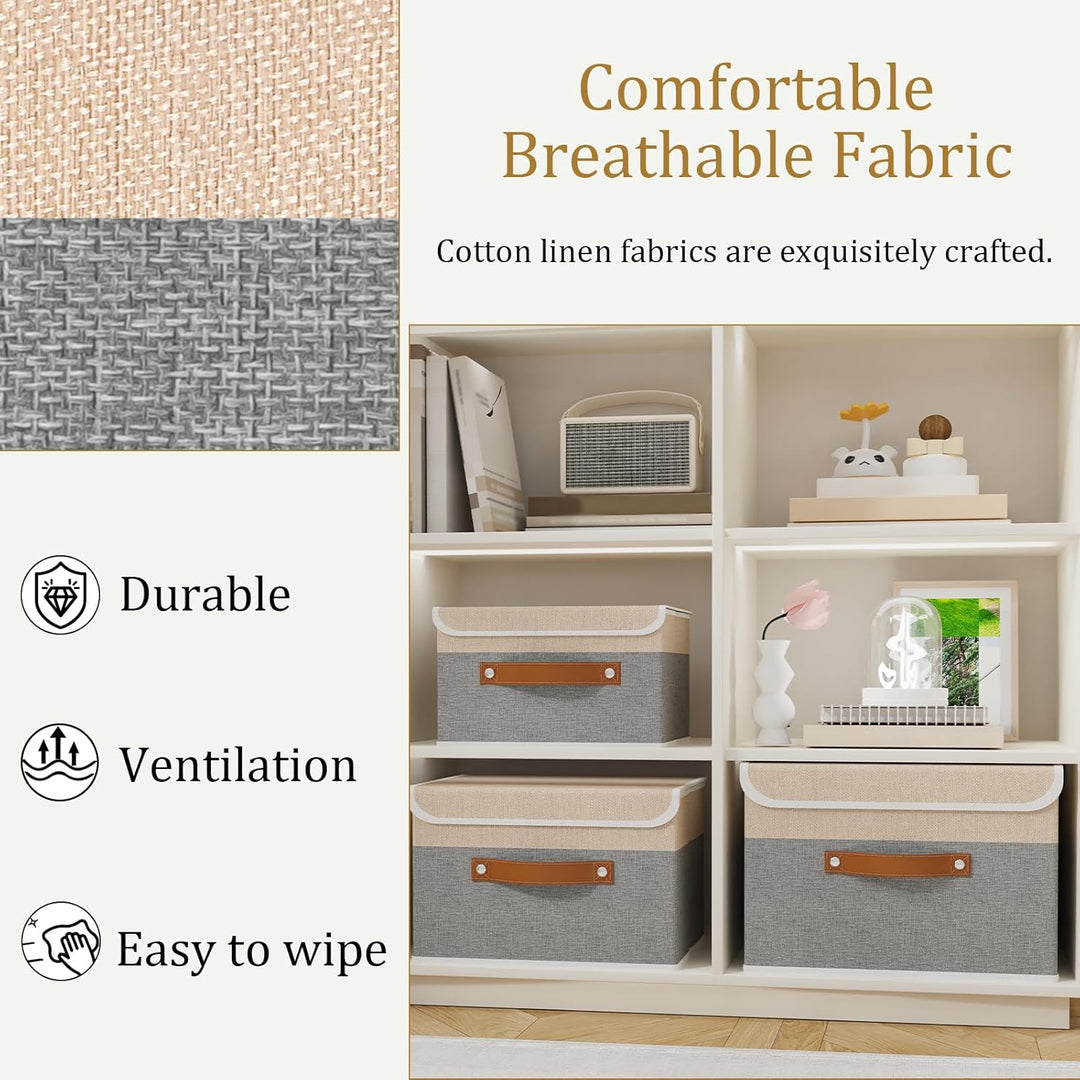 OUTBROS 2 Stück Aufbewahrungsboxen mit Deckel, 45 x 30 x 30 cm, faltbare Stoffboxen, Aufbewahrungskö