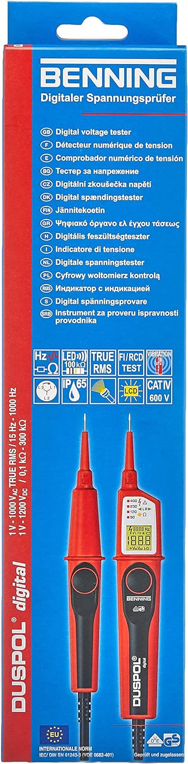 BENNING DUSPOL digital Digitaler True RMS Spannungsprüfer (Prüfart 2-polig, Spannungsmessbereich 1 V