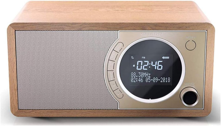 SHARP DR450 Digitalradio (DAB/DAB+/FM mit RDS, Bluetooth, Wecker-Funktionen, 6 Watt), braun Mono Dig