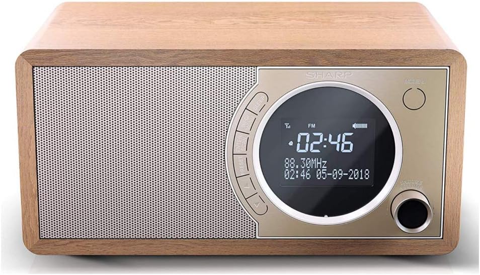 SHARP DR450 Digitalradio (DAB/DAB+/FM mit RDS, Bluetooth, Wecker-Funktionen, 6 Watt), braun Mono Dig