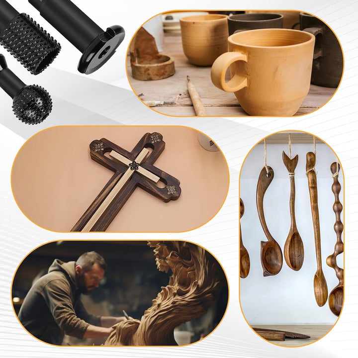 EFUTURETIME 3 tlg. Kugelfräser Holz Bohrmaschine M14 φ 31.5mm + 48mm Kugelraspel Holz für Winkelschl