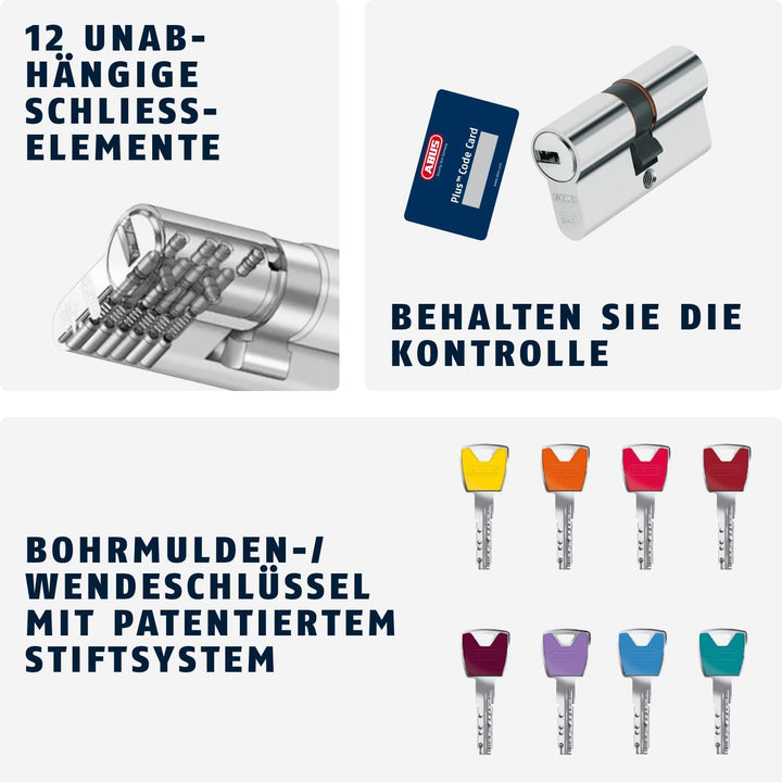 ABUS Profilzylinder XP20SN 40/55 inklusive Sicherungskarte & 3 Schlüsseln, 73739, 40/55