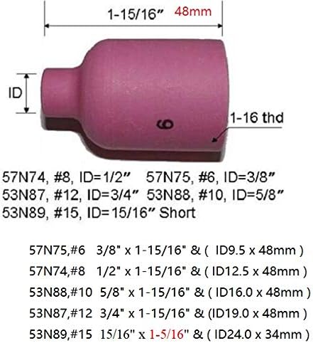 RIVERWELD WIG Gasdüsen Grosser Durchmesser 995795 45V116 45V64 57N75 57N74 53N87 53N88 53N89 für WP1