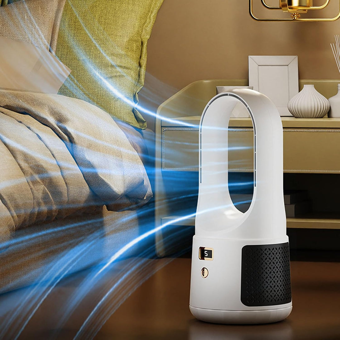 Srliya Turmventilator, Flügellos, 6-Gang-Modus, USB-Aufladung, LED-Anzeige, Geräuscharmer Tischventi