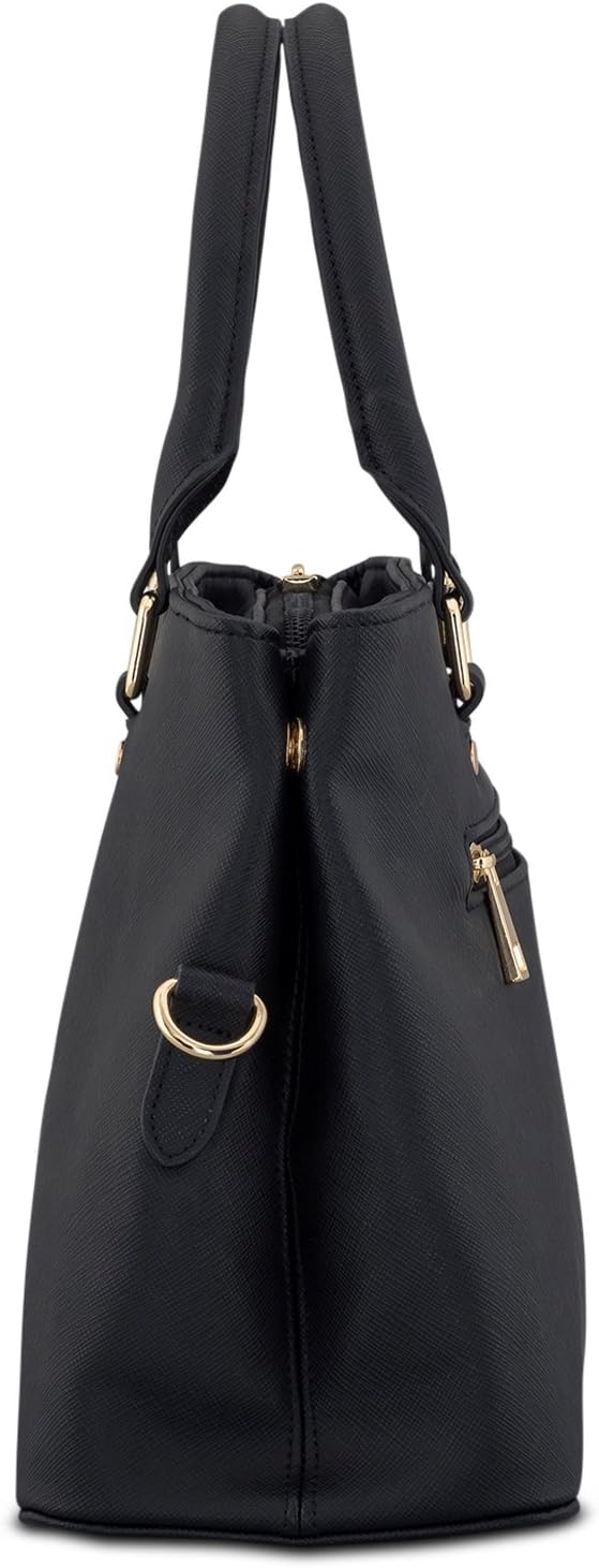 Expatrié Handtasche Damen Schwarz Julie Henkeltasche aus veganem Leder - PU Ledertasche Schultertasc