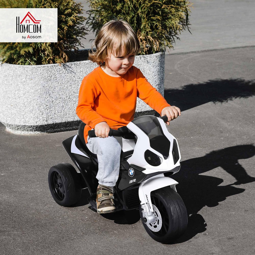 HOMCOM Elektro Kindermotorrad Kinderfahrzeug Lizensiert von BMW S1000RR Elektro-Dreirad mit Akku Sta