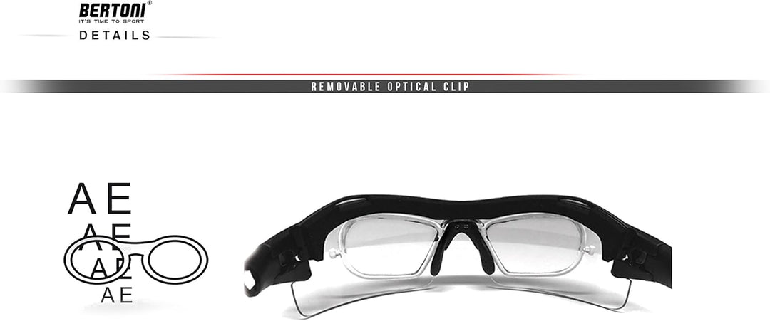 BERTONI Sportbrille mit Sehstärke für Brillenträger Selbsttönend Antibeschlag UV Schutz Gläsern und