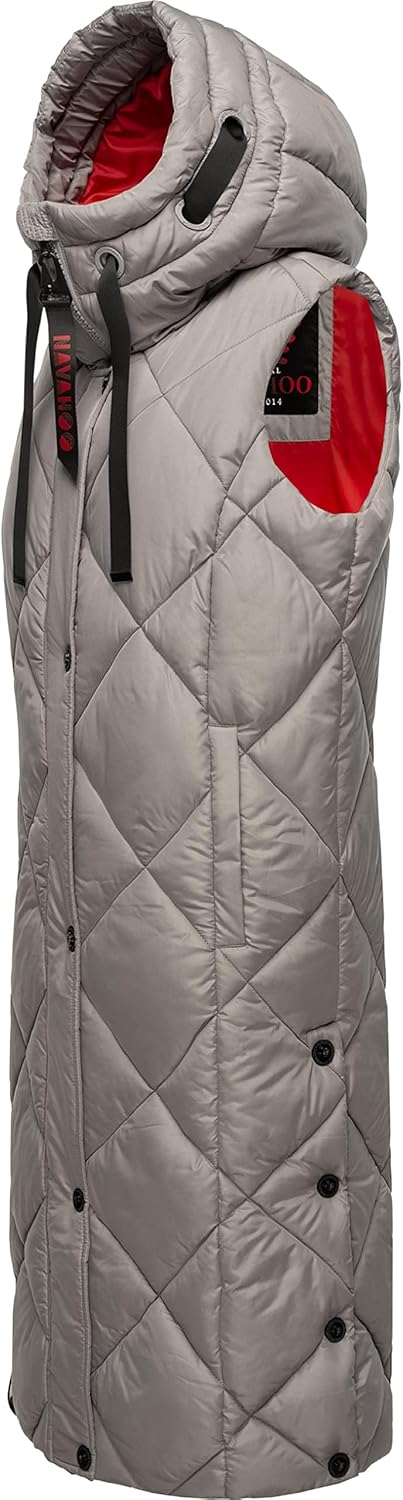 Navahoo warme Damen Winter Steppweste lang mit Kapuze Schnuckel XS-XXL XS Zinc Grey, XS Zinc Grey