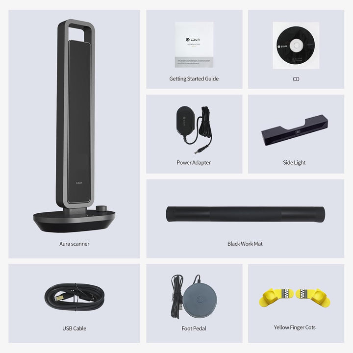 CZUR Buchscanner 14MP Scanner mit Led Schreibtischlampe, Dokumentenscanner mit OCR für Win und Mac,