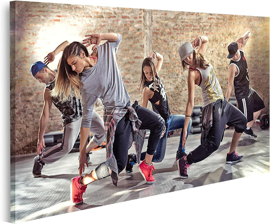 islandburner Bild auf Leinwand Break Dance Gruppe Tanz Unterricht Bilder Wandbilder Poster, 80L x 40