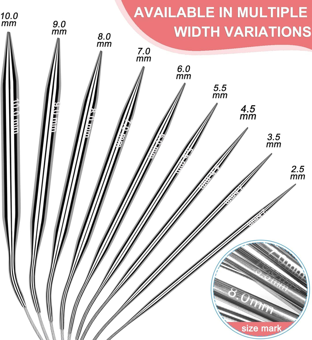 Coopay Rundstricknadel Set mit Lose-Blat Tasche, 9 Stück Edelstahl Stricknadeln Rundstricknadel 40 c