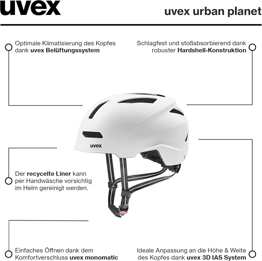 uvex urban Planet - nachhaltiger Fahrradhelm für Damen und Herren 54-58 cm Single white matt, 54-58