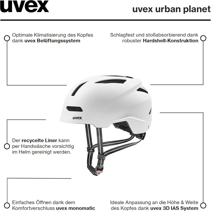 uvex urban Planet - nachhaltiger Fahrradhelm für Damen und Herren 54-58 cm Single white matt, 54-58