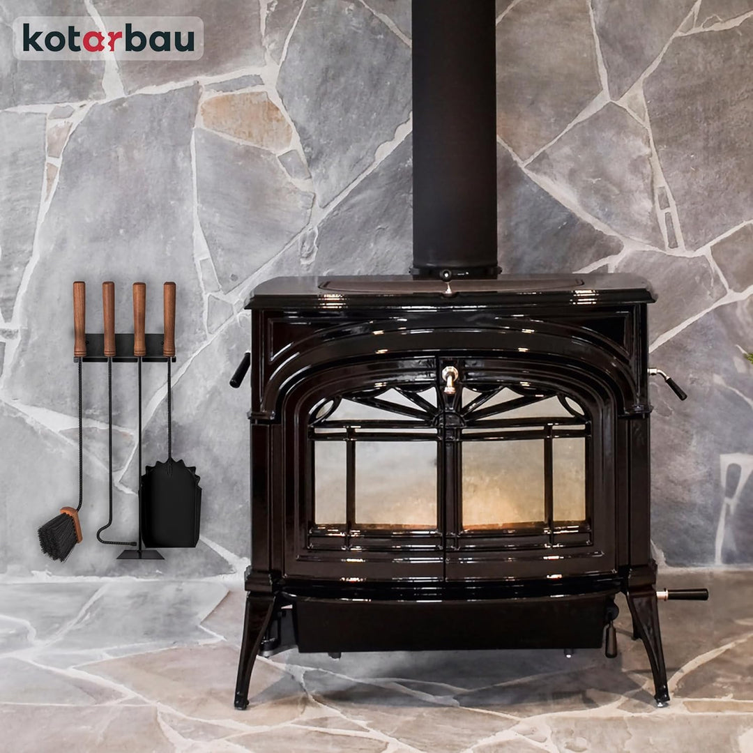 KOTARBAU® Kaminbesteck Schwarz Modern Ofenbesteck Kaminofen Zubehör Kamingarnitur Set Bürste Schaufe
