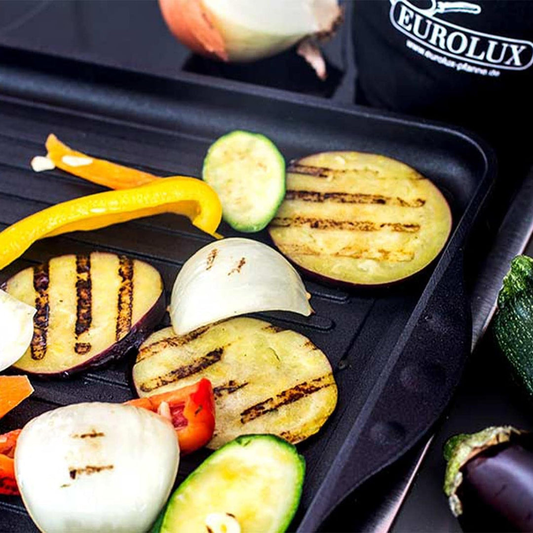 Eurolux BBQ-Grillplatte 43 x 28 cm - alle Herdarten inkl. Induktion - Antihaftversiegelung - Keramik